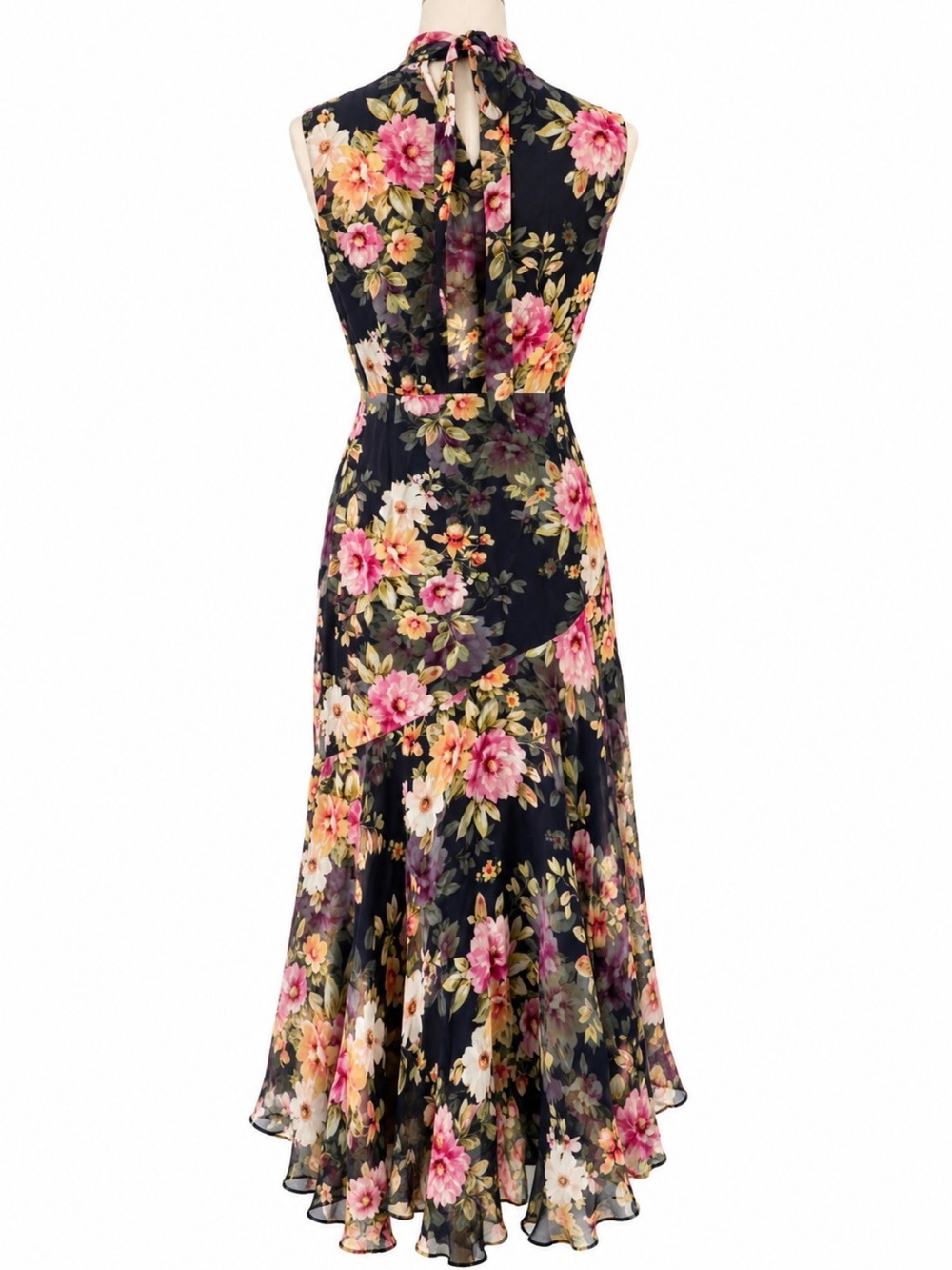 Yumi Kim Black Floral Halter Midi Dress with Pink Blooms - Picture 3 of 7